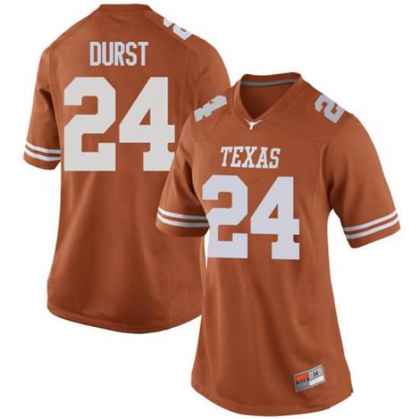 Womens University of Texas #24 Jarmarquis Durst Game Embroidery Jersey Orange